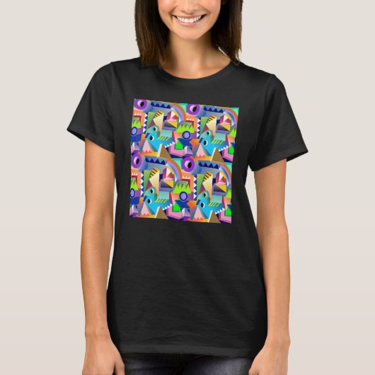 ファンキー幾何学模様 アブストラクト Tシャツ (正面)