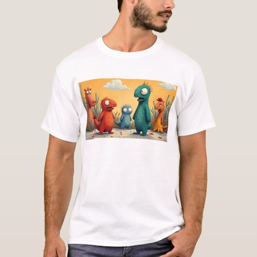 ファンキー怪獣: 大阪モンスターアート - 喜びと笑顔を広げよう Tシャツ (正面)