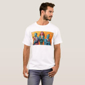 ファンキー怪獣:大阪モンスターアート - 喜びと笑顔を広げよう Tシャツ (正面フル)