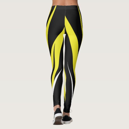 ファンキー抽象芸術アはっきりしたート黒黄白 レギンス (裏面)