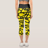 ファンキー抽象芸術アートイエローブラックレギンス カプリレギンス (裏面)