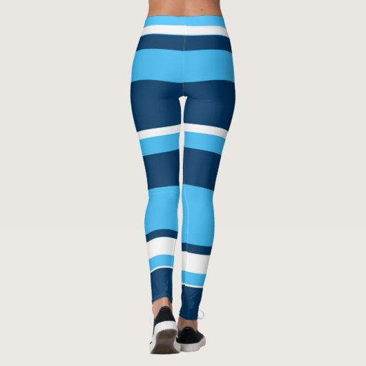 ファンキー抽象芸術アートライトダークブルーホワイト レギンス (裏面)
