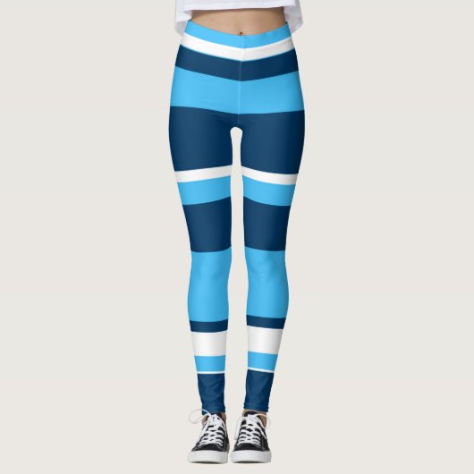 ファンキー抽象芸術アートライトダークブルーホワイト レギンス (正面)