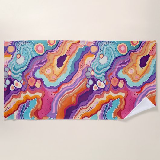 ファンキー抽象芸術カラフル陽極パターン ビーチタオル (正面)