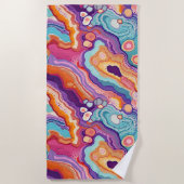 ファンキー抽象芸術カラフル陽極パターン ビーチタオル (正面)