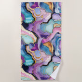 ファンキー抽象芸術カラフル陽極パターン ビーチタオル (正面)