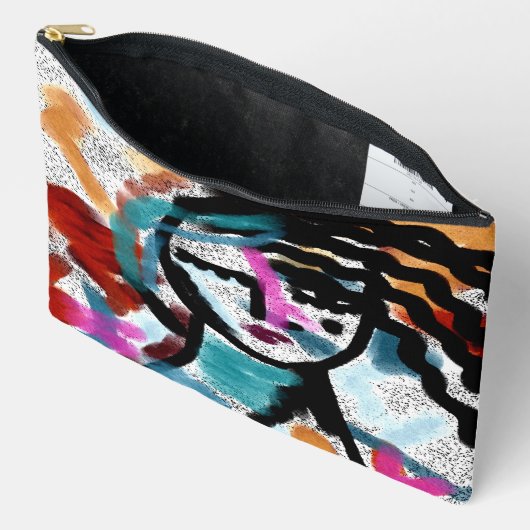 ファンキー抽象芸術デジ絵画タル アクセサリーポーチ (見開き)