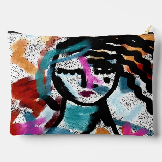 ファンキー抽象芸術デジ絵画タル アクセサリーポーチ (裏面)