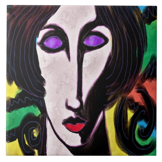 ファンキー抽象芸術デジ絵画タル・オブ・ザ・ウーマン タイル (正面)