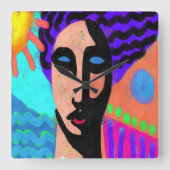 ファンキー抽象芸術デジ絵画タル スクエア壁時計 (正面)