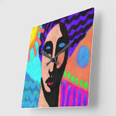 ファンキー抽象芸術デジ絵画タル スクエア壁時計 (傾斜)