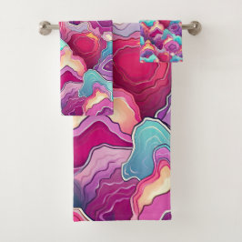ファンキー抽象芸術パタカラフルーン浴室 バスタオルセット
