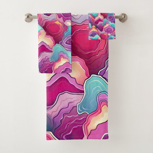 ファンキー抽象芸術パタカラフルーン浴室 バスタオルセット (インサイチュ)