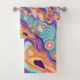 ファンキー抽象芸術パタカラフルーン浴室 バスタオルセット