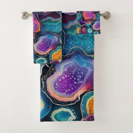 ファンキー抽象芸術パタカラフルーン浴室 バスタオルセット