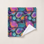 ファンキー抽象芸術パタカラフルーン浴室 バスタオルセット (ウォッシュタオル)