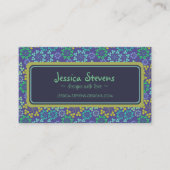 ファンキー抽象芸術ブルーフローラルパタカスタムーン 名刺 (正面)