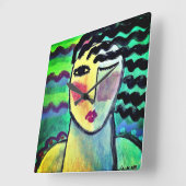 ファンキー抽象芸術ポートレート スクエア壁時計 (傾斜)