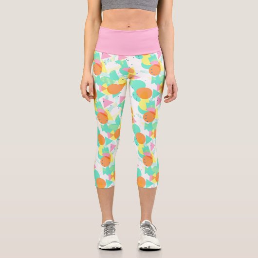 ファンキー抽象芸術幾何学的お尻50sアートパターン カプリレギンス (正面)