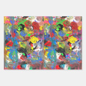 ファンキー抽象芸術楽カラフルしみ ラッピングペーパーシート (正面3)