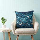 ファンキー抽象芸術波ティール(緑がかった色)装飾用クッション クッション (椅子)