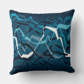 ファンキー抽象芸術波ティール(緑がかった色)装飾用クッション クッション (裏面)