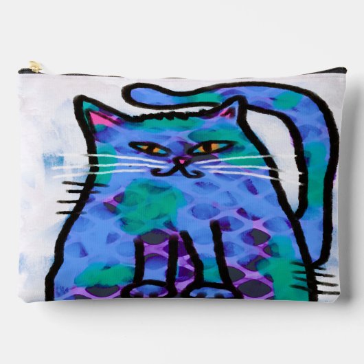 ファンキー抽象芸術猫 アクセサリーポーチ (正面)