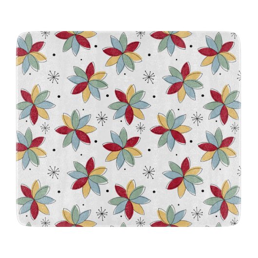 ファンキー抽象芸術花Mid Centuryモダン カッティングボード (正面)