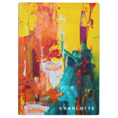 ファンキー抽象芸術表現主義カラフル クリップボード (裏面)