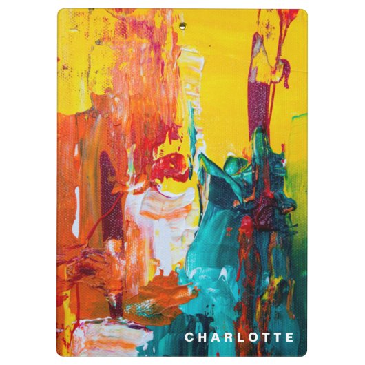 ファンキー抽象芸術表現主義カラフル クリップボード (裏面)