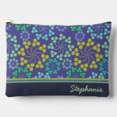 ファンキー抽象芸術青色花パーソナライズされた柄 アクセサリーポーチ (正面)