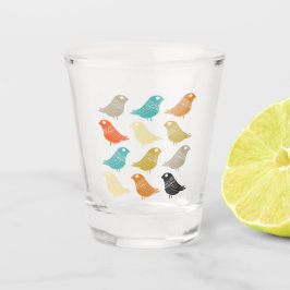 ファンキー抽象芸術鳥の中世紀半モダンば ショットグラス