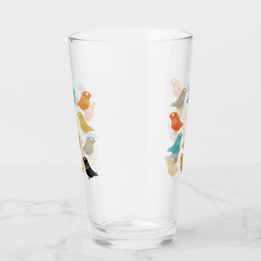ファンキー抽象芸術鳥の中世紀半モダンば タンブラーグラス (右)