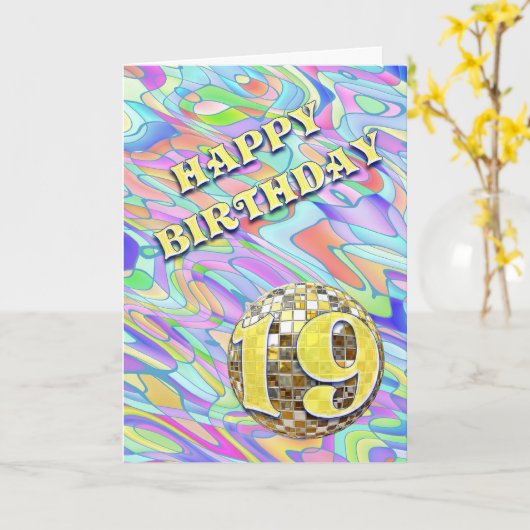 ファンキー抽象芸術19誕生日カード カード (黄色い花)