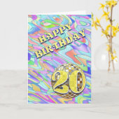 ファンキー抽象芸術20誕生日カード カード (黄色い花)