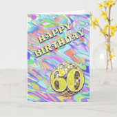 ファンキー抽象芸術60誕生日カード カード (黄色い花)
