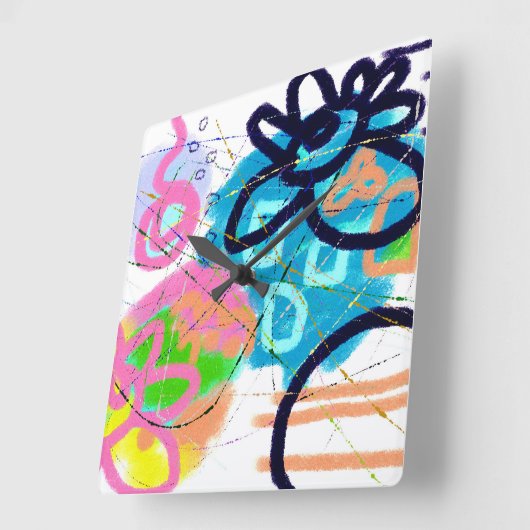 ファンキー抽象芸術 スクエア壁時計 (傾斜)