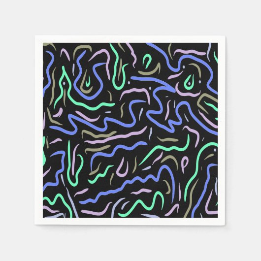 ファンキー抽象芸術・デジタル・アート スタンダードカクテルナプキン (正面)