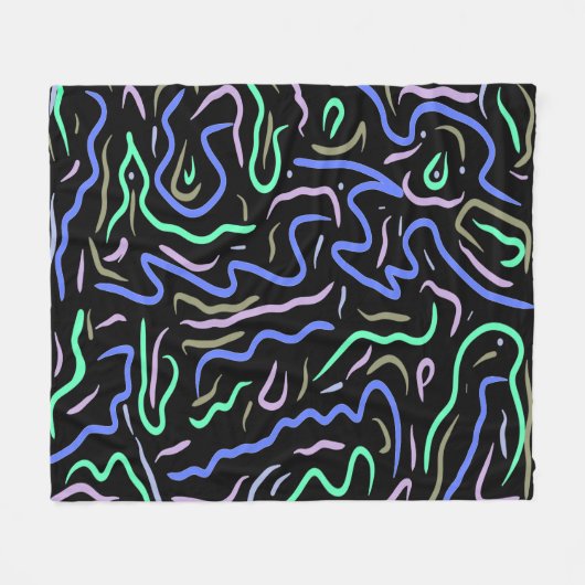 ファンキー抽象芸術・デジタル・アート フリースブランケット (正面(横))