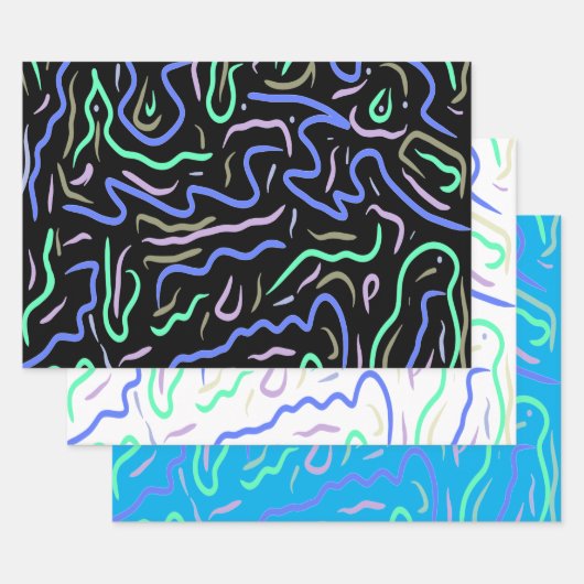 ファンキー抽象芸術・デジタル・アート ラッピングペーパーシート (セット)