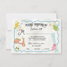 ファンキー描イタリアン地中海のギリシャRSVPカード 招待状