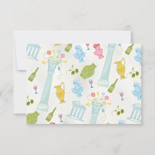 ファンキー描イタリアン地中海のギリシャRSVPカード 招待状 (裏面)