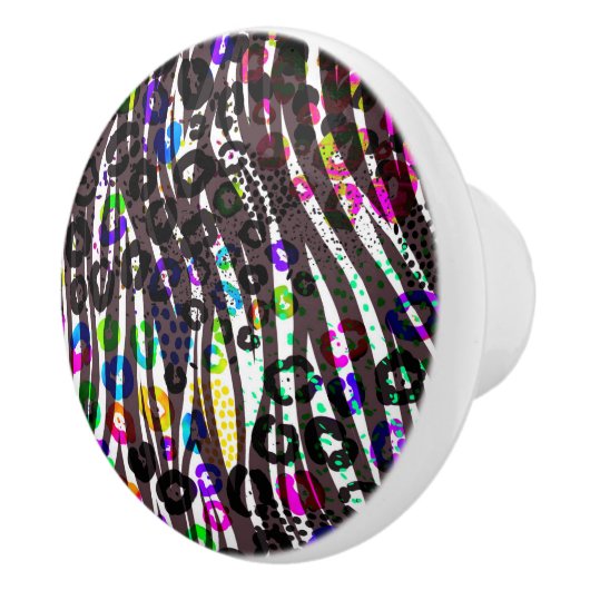 ファンキー数々のアニマルプリントパターン明るい色 セラミックノブ (右)