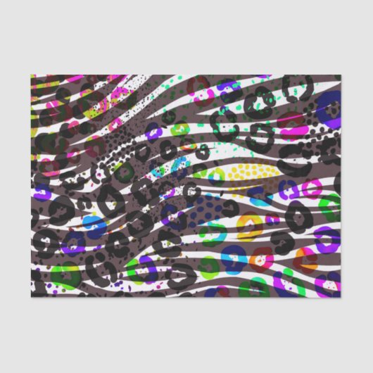 ファンキー数々のアニマルプリントパターン明るい色 薄葉紙 (正面)