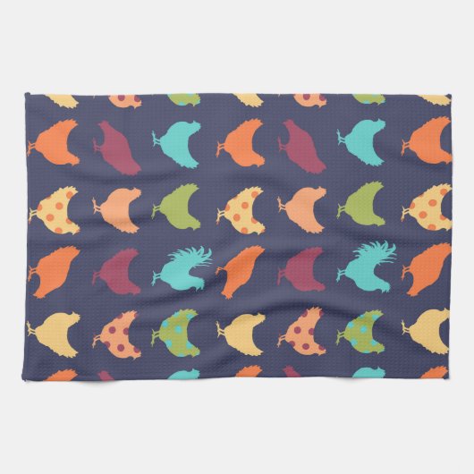 ファンキー数々の鶏 キッチンタオル (横)