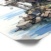 ファンキー漁師のシーサイドシャックアート ポスター (角)