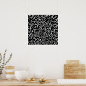 ファンキー白黒花ポスター ポスター (キッチン)