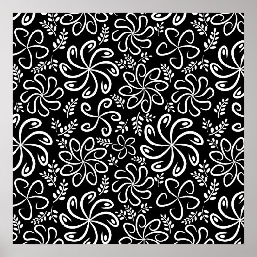 ファンキー白黒花ポスター ポスター (正面)