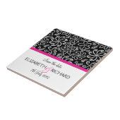 ファンキー白黒花"日付を保存"タイル タイル (側面)