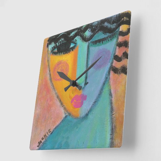 ファンキー絵画抽象芸術 スクエア壁時計 (傾斜)